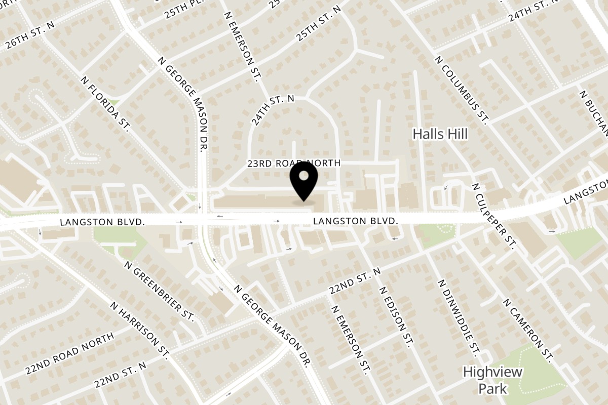 Map showing the location of Kaphrao Express on 5123 Langston Blvd. in Arlington